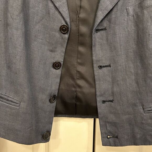 Vintage Ralph Lauren Blue Label Linen Cropped Blazer in Navy, Size M/L - Picture 8 of 10